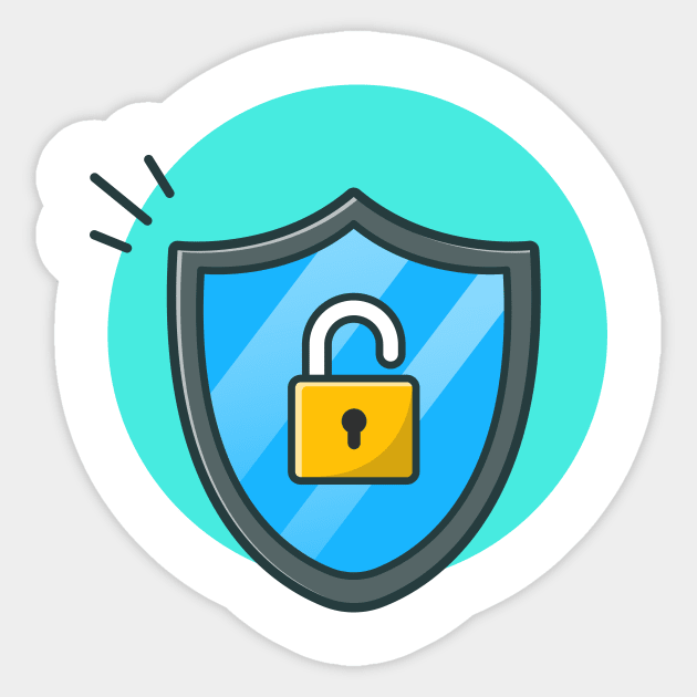 Security shield with padlock cartoon Sticker by Catalyst Labs